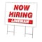 Signmission Now Hiring Lineman Yard Sign & Stake outdoor plastic coroplast window, C-2436 LINEMAN C-2436 LINEMAN - alternate 1